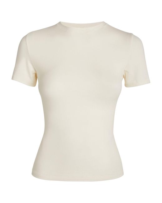 Skims White Cotton-blend T-shirt