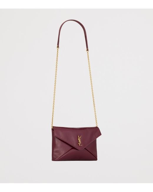 Saint Laurent Red Small Cassandre Chain Pouch