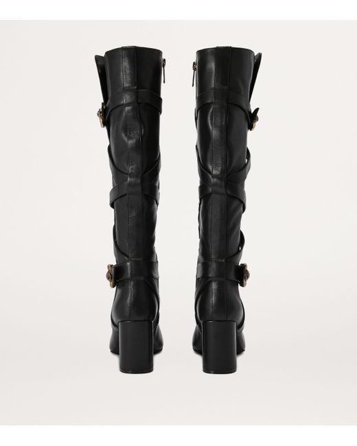 Kurt Geiger Black Leather Mayfair Knee-High Boots 80