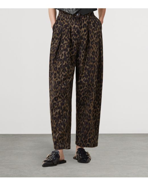 AllSaints Brown Leopard Print Jeans