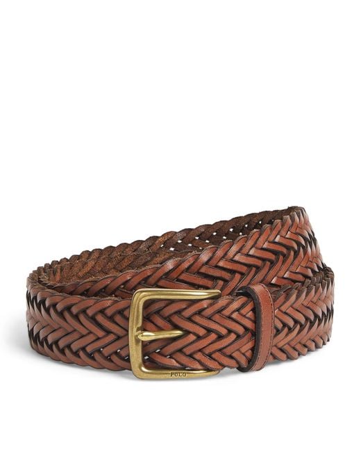 Polo Ralph Lauren Brown Leather Braided Belt for men