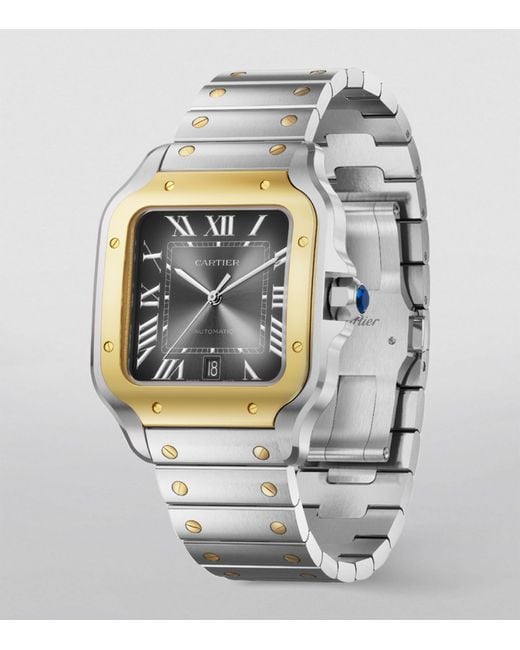 Cartier Gray Yellow Gold And Stainless Steel Santos De Watch 39.8mm