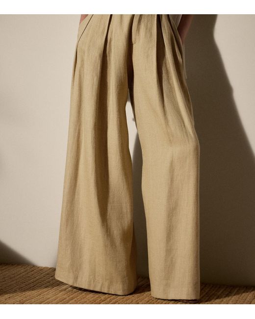 Ralph Lauren Natural Silk-Linen Greer Wide-Leg Trousers