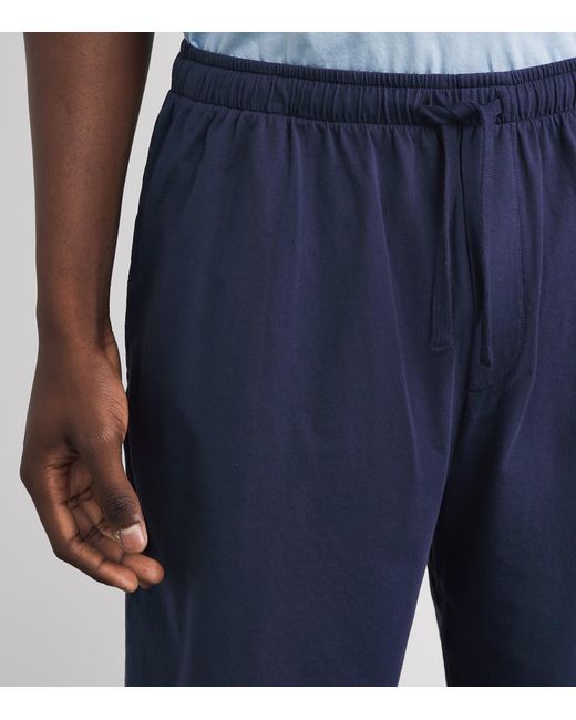 Harrods Blue Cotton Pyjama Shorts for men