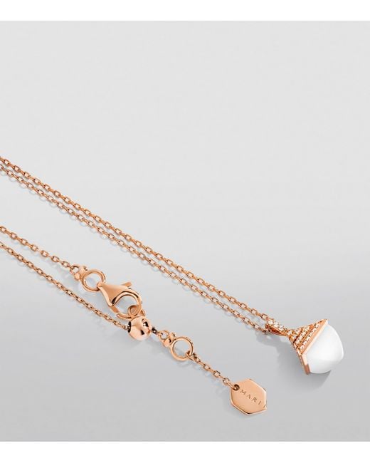 Marli New York White Mini, Diamond And Agate Cleo Rev Pendant Necklace
