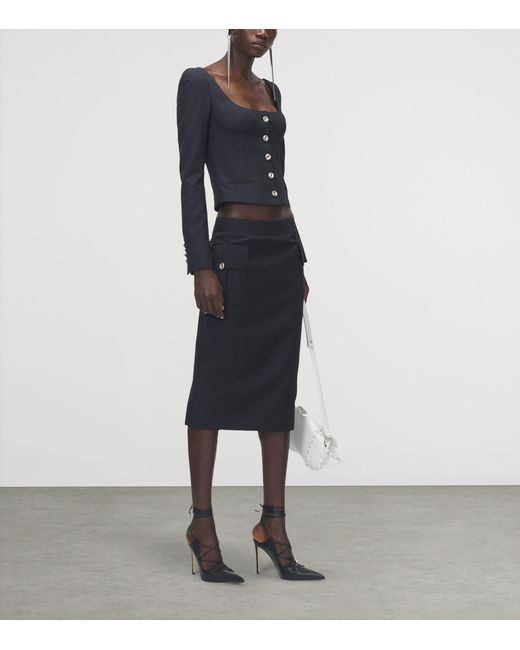 McQueen Blue Wool-Mohair Pinstripe Top