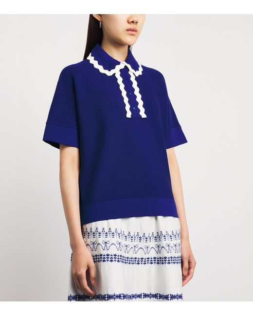Molli Blue Virgin Wool Scalloped-Collar Sweater