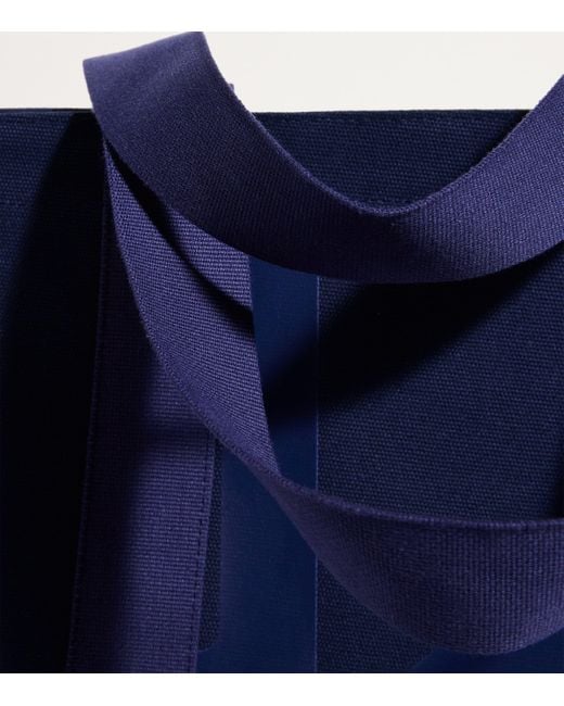 Harrods Blue Medium Cotton Logo Tote Bag