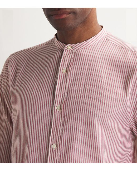 Officine Generale Pink Cotton Striped Shirt for men