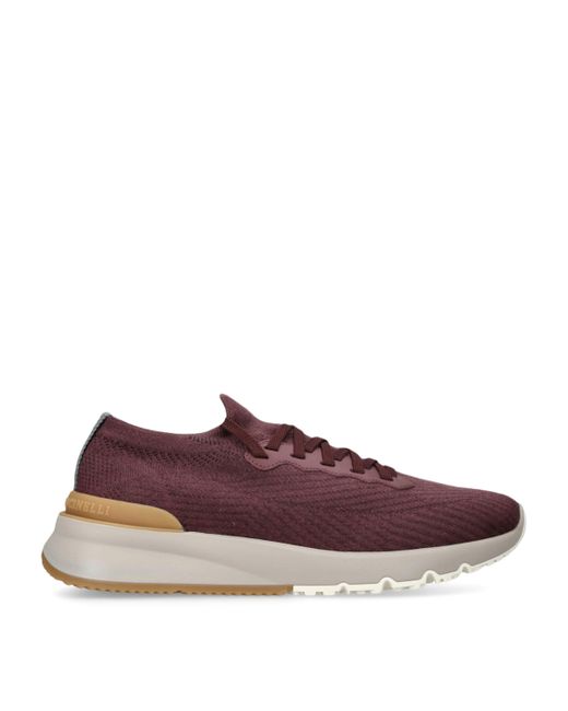 Brunello Cucinelli Brown Knit Sneakers for men