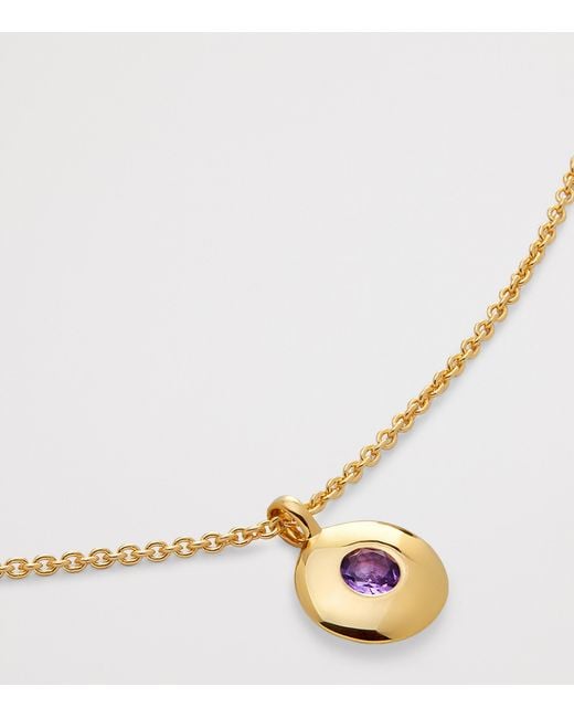 Monica Vinader Metallic Vermeil And Amethyst February Birthstone Necklace