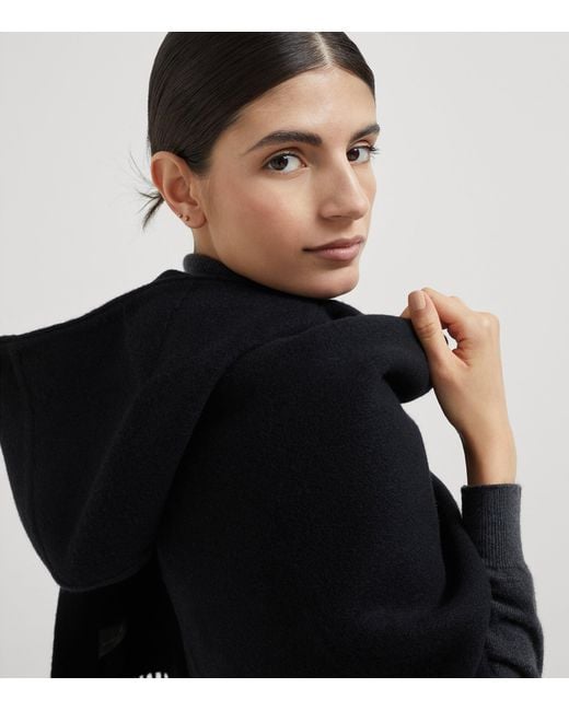 Brunello Cucinelli Black Wool-Cashmere Hood-Detail Scarf