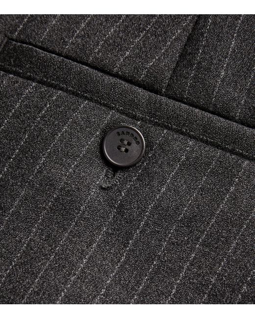 Sandro Black Wool Pinstripe Tailored Trousers