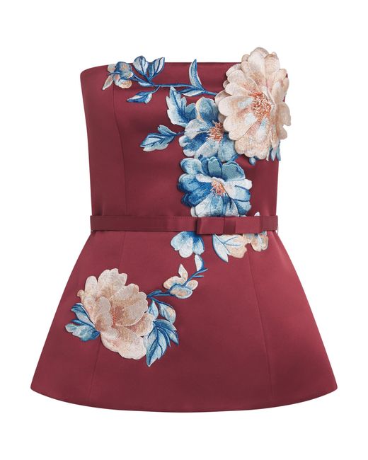 LEO LIN Floral Embroidered Nadia Bustier Top