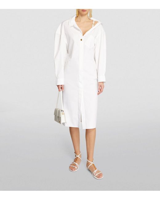 Jacquemus Cotton Asymmetric Midi Shirt Dress in White Lyst Canada