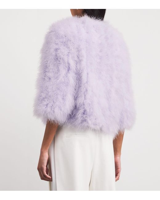 Yves Salomon Purple Feather Cropped Jacket