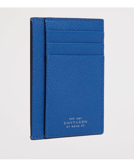 Smythson Blue Panama Leather Compact Card Holder for men