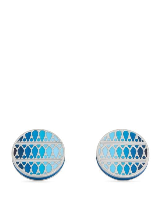 Tateossian Blue Bronze-Plated Cairo Leaf Cufflinks for men