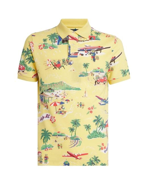 Polo Ralph Lauren Yellow Cotton Scenic Print Polo Shirt for men