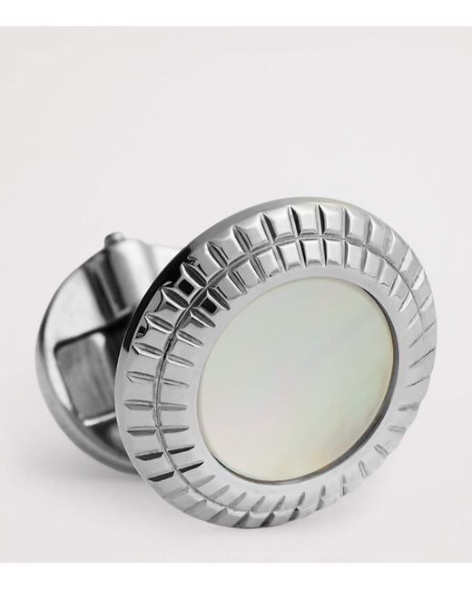 Dunhill Metallic Rhodium-Plated And Mother-Of-Pearl Hobnail Cufflinks for men