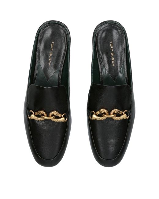 Tory Burch Black Leather Jessa Loafer Mules