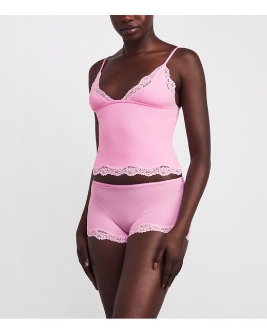 Skims Pink Fits Everybody Lace-Trim Cami And Shorts Set