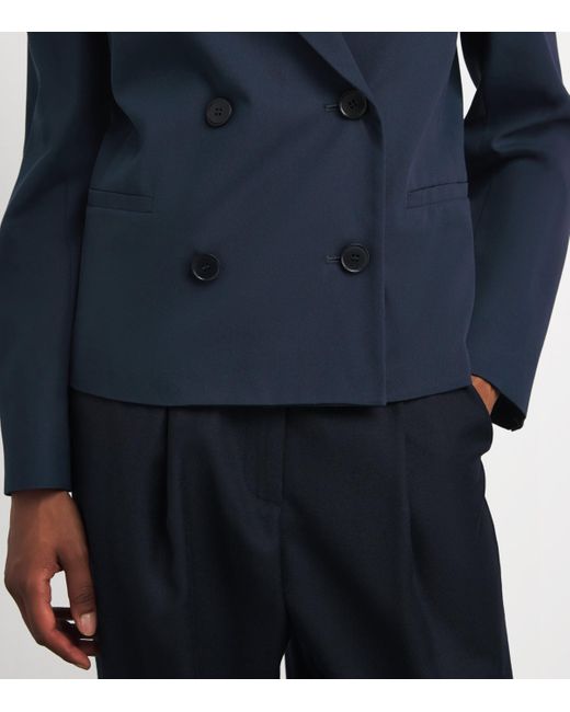 Weekend by Maxmara Blue Cotton Double-Breasted Blazer