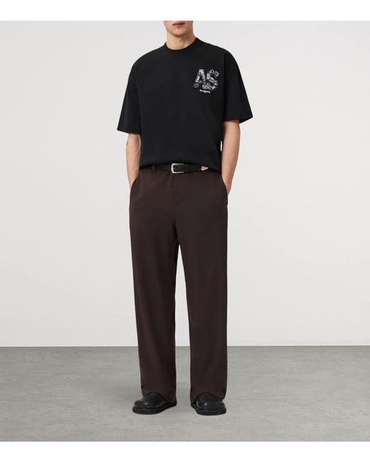 AllSaints Black Organic Cotton Mixtape T-Shirt for men