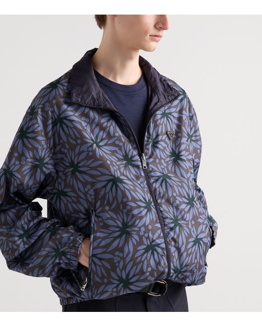 Prada Blue Reversible Re-Nylon Bomber Jacket for men