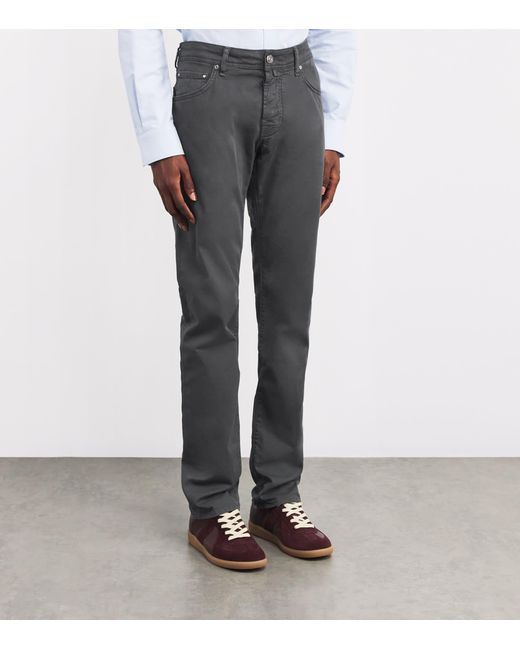Jacob Cohen Gray Stretch-Cotton Nick Slim Chinos for men