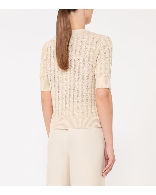 Max Mara Natural Linen Cable-Knit Sweater