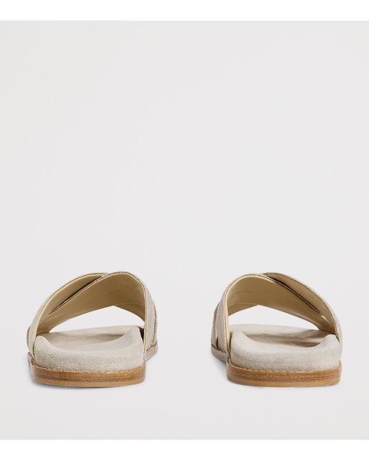 Eleventy White Embroidered Crossover Slides