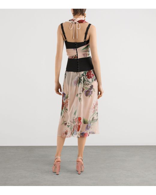 Dolce & Gabbana Red Floral Print Corset Top