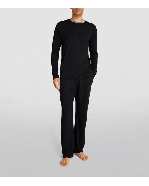 Homebody Black Contrast-pocket Lounge Trousers for men