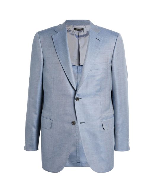 Brioni Blue Cashmere-silk Herringbone Ravello Blazer for men