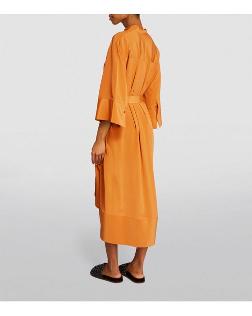Joseph Orange Silk Darius Midi Dress