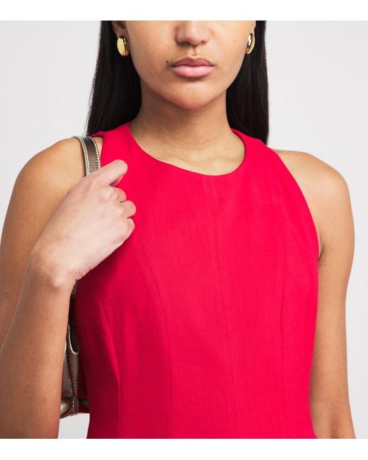 Maje Red Linen-Blend Mini Dress
