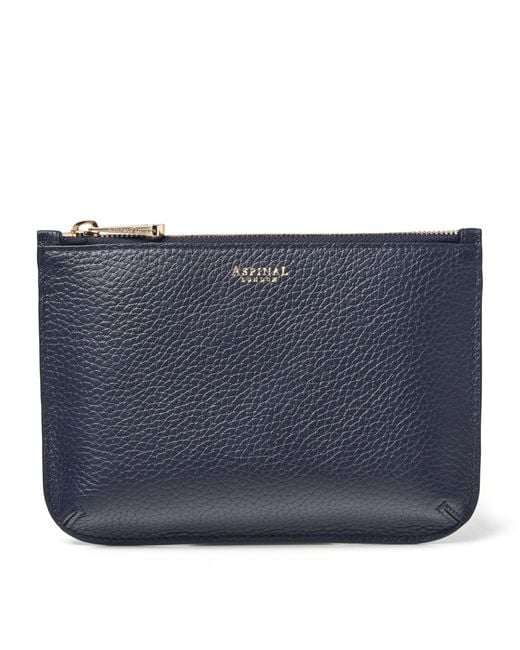 Aspinal Blue Medium Leather Ella Pouch