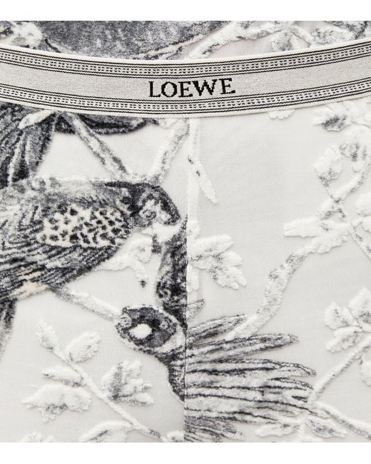 Loewe White X Paula's Ibiza Bird-jacquard Flared Trousers