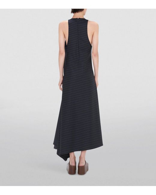 J.W. Anderson Black Wool-blend Asymmetric Pinstripe Maxi Dress