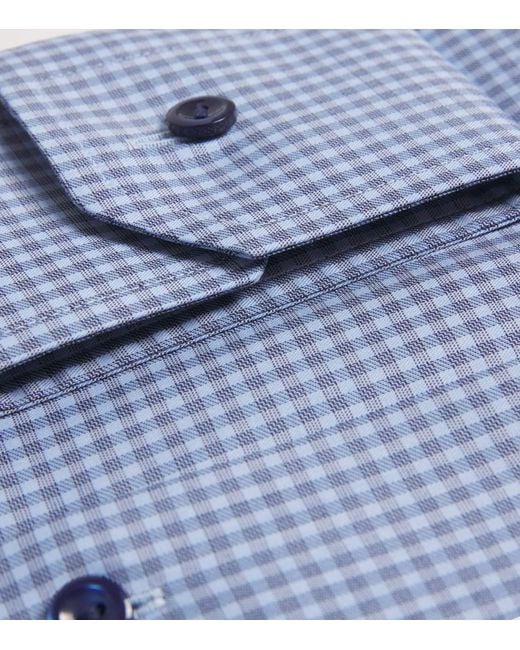 Eton of Sweden Blue Cotton Twill Check Slim Shirt for men