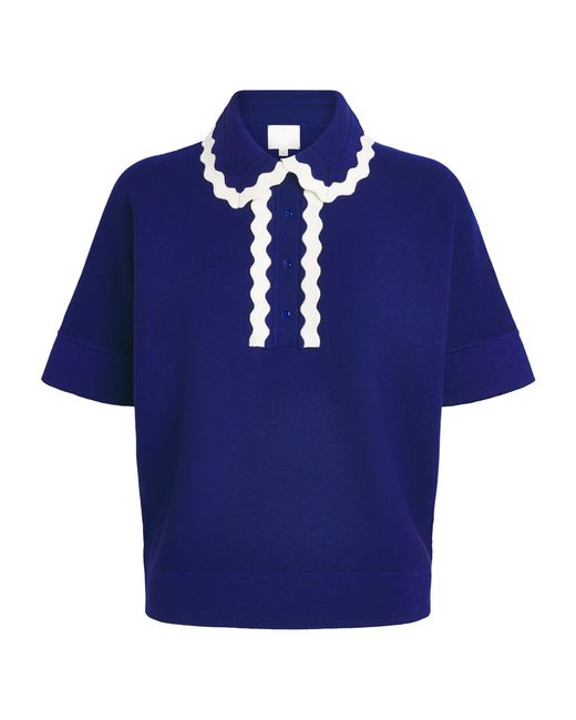 Molli Blue Virgin Wool Scalloped-Collar Sweater