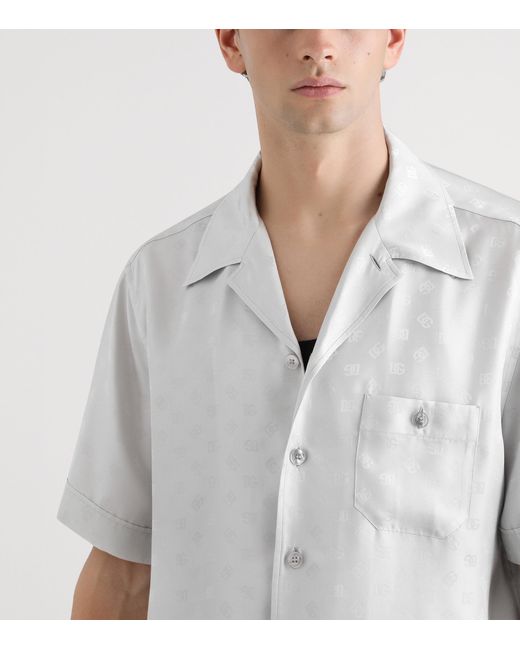 Dolce & Gabbana White Wool Logo Short-Sleeve Shirt for men