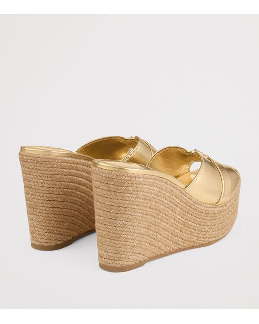Jimmy Choo Natural Leda 100 Leather Wedge Sandals