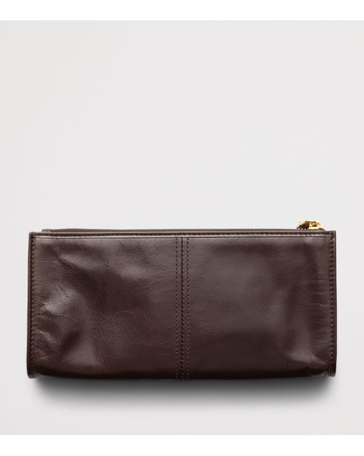 Prada Brown Calf Leather Logo Pouch