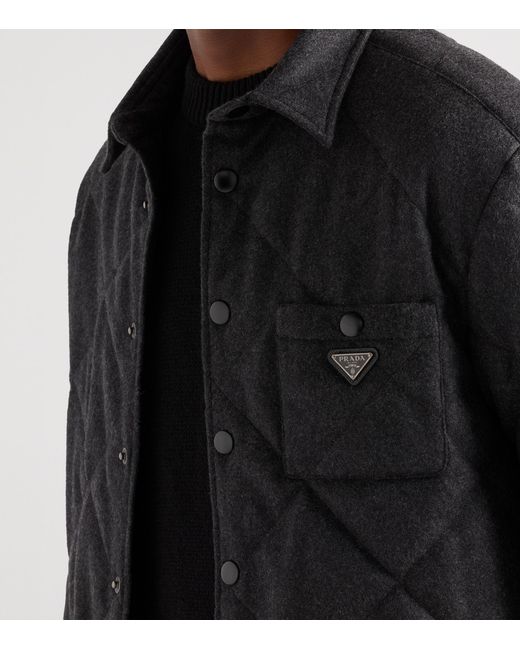 Prada Black Cashmere Padded Overshirt for men