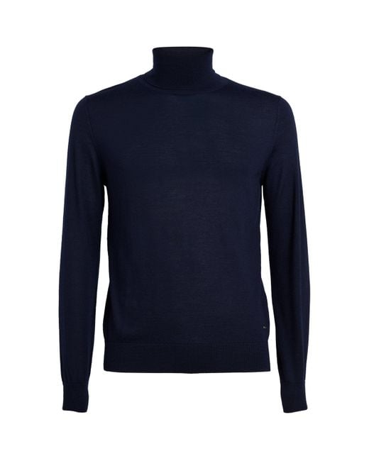 Brioni Blue Cashmere-Silk Rollneck Sweater for men