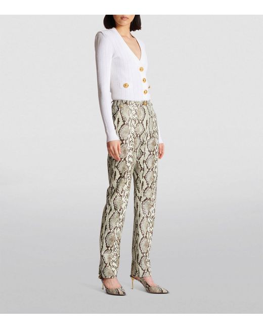 Balmain Natural Leather Snakeskin-effect Trousers