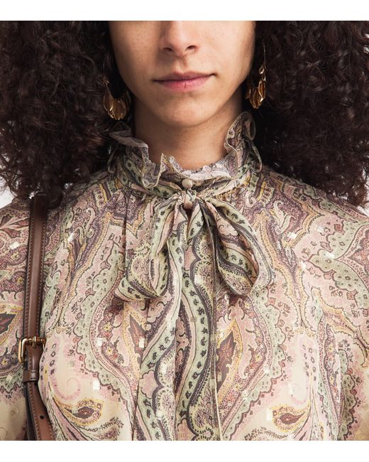 Etro Natural Silk-Blend Printed Blouse