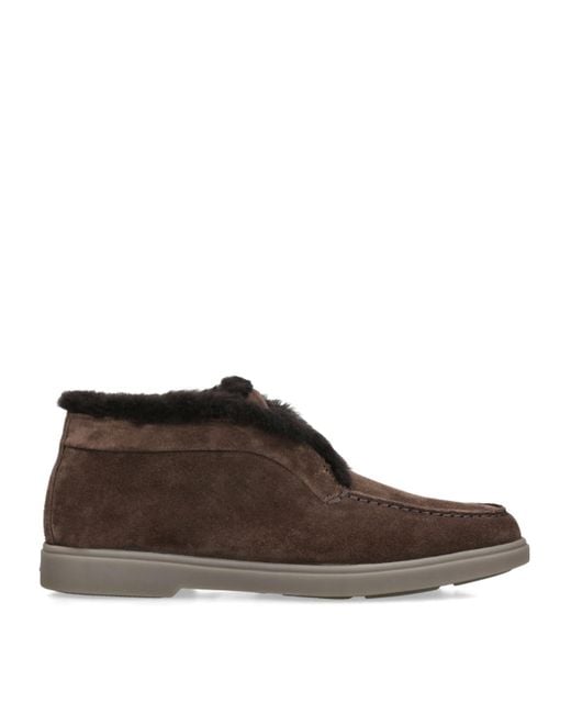 Santoni Brown Suede Fortune Ankle Boots